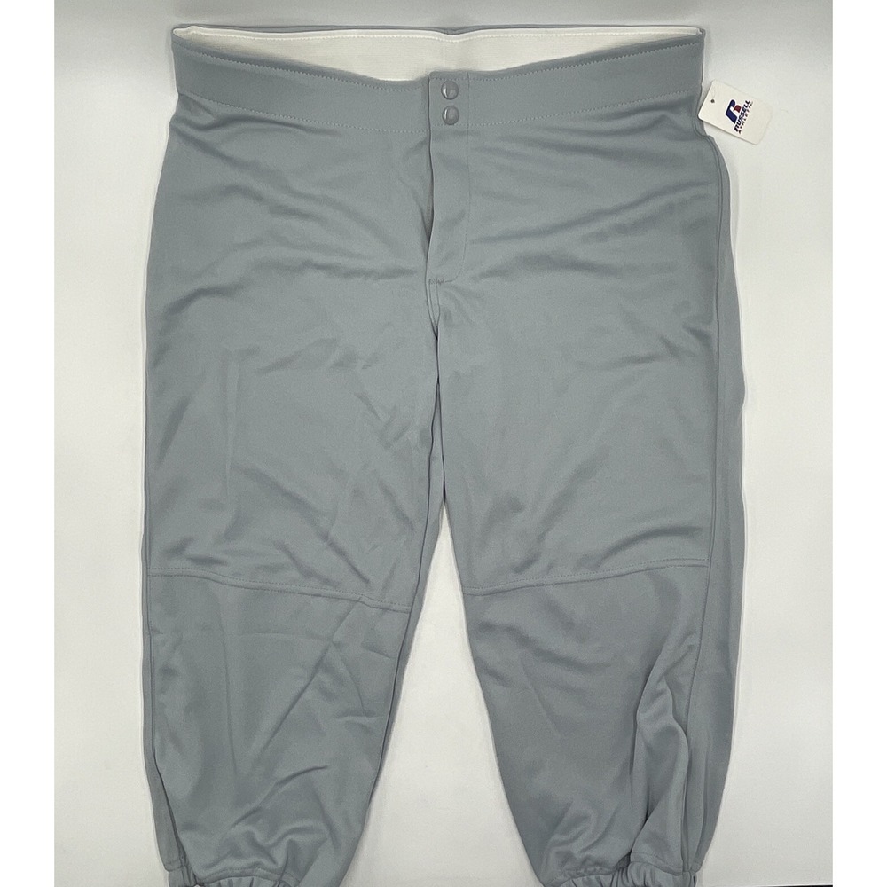 NWT Russell Athletic Mens Gray Cuffed Baseball Pants XL  #C544‎